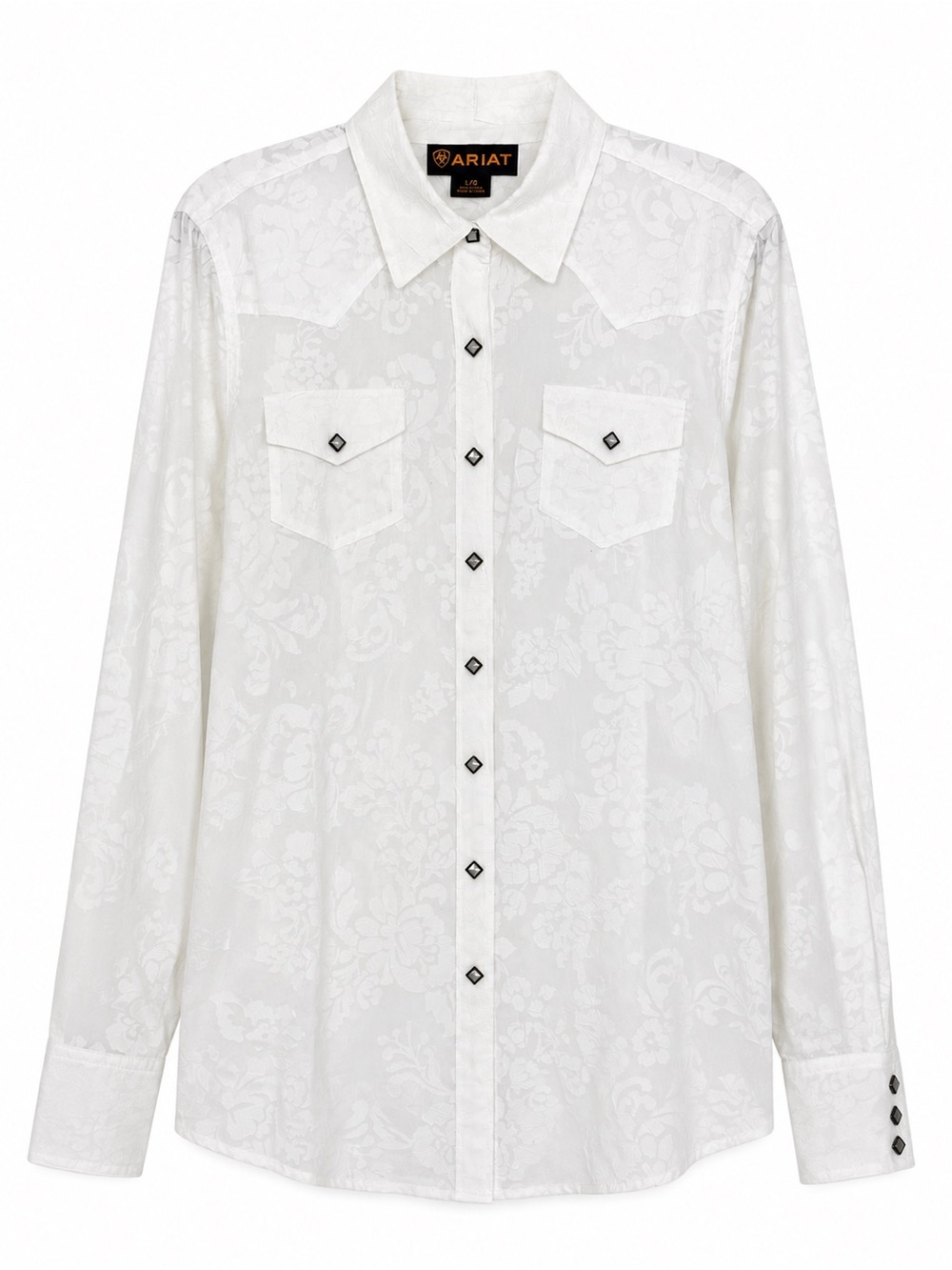 Ariat White Floral Jacquard Western-Style Shirt - Picture 2 of 5